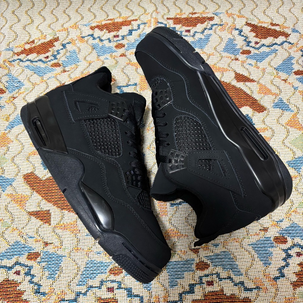 Brand New Retro 4 -Black Cat Men’s  Classic Black Sneakers - Picture 4 of 5
